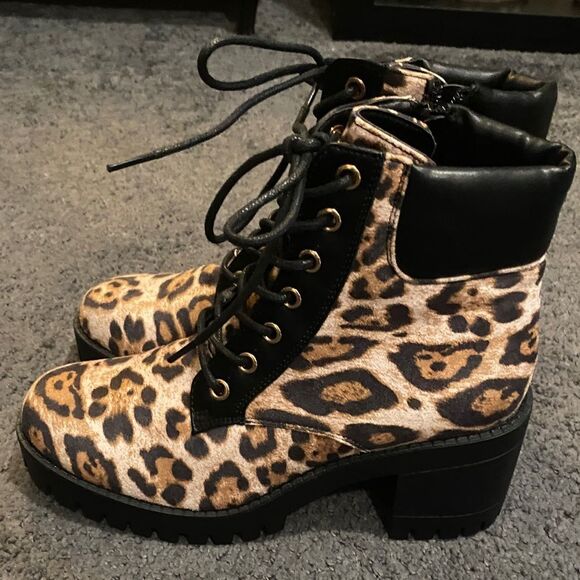 TOP Moda Leopard Lace-Up Boots - Picture 5 of 8